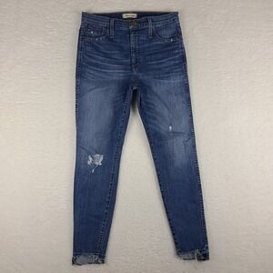 Madewell Jeans Womens‎ 31x29 Blue High Rise Skinny Distress Medium Wash Denim